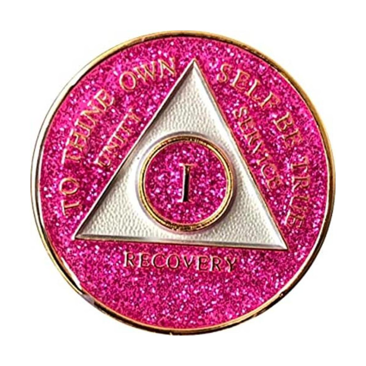 1 año Glitter Pink Medallón