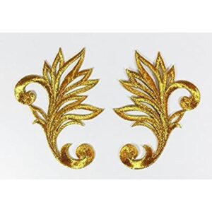 1 par de flores Wildflower Bouquet Floral Oro Encaje_1