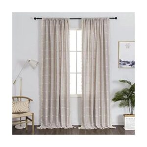1 par de cortinas bohemias de lino y algodón con borla
