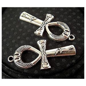 10 Color Plateado Envejecido 43 x 19 mm Ankh Charm Aliento_1