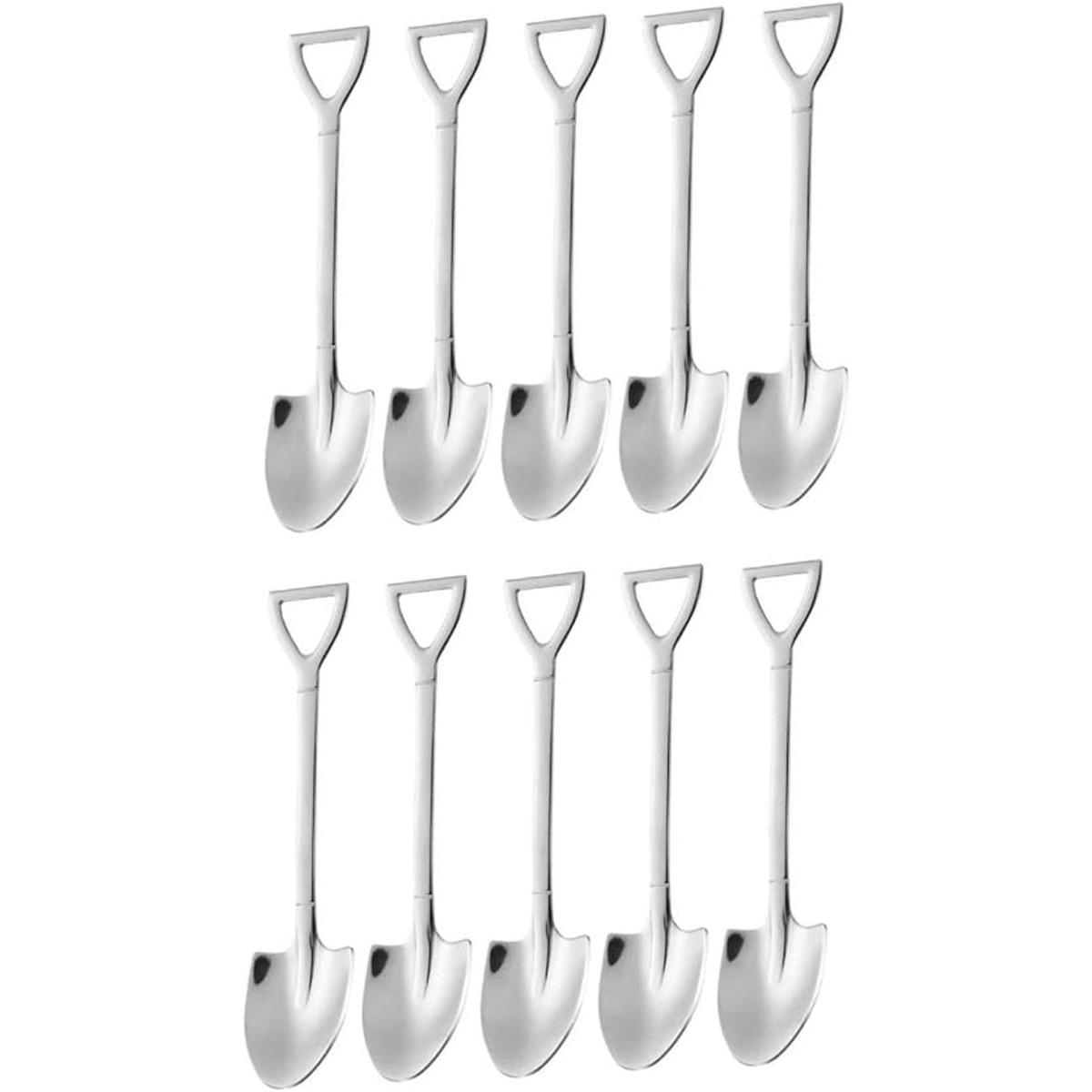 10 cucharas de postre de 6.0 in en forma de pala de acero