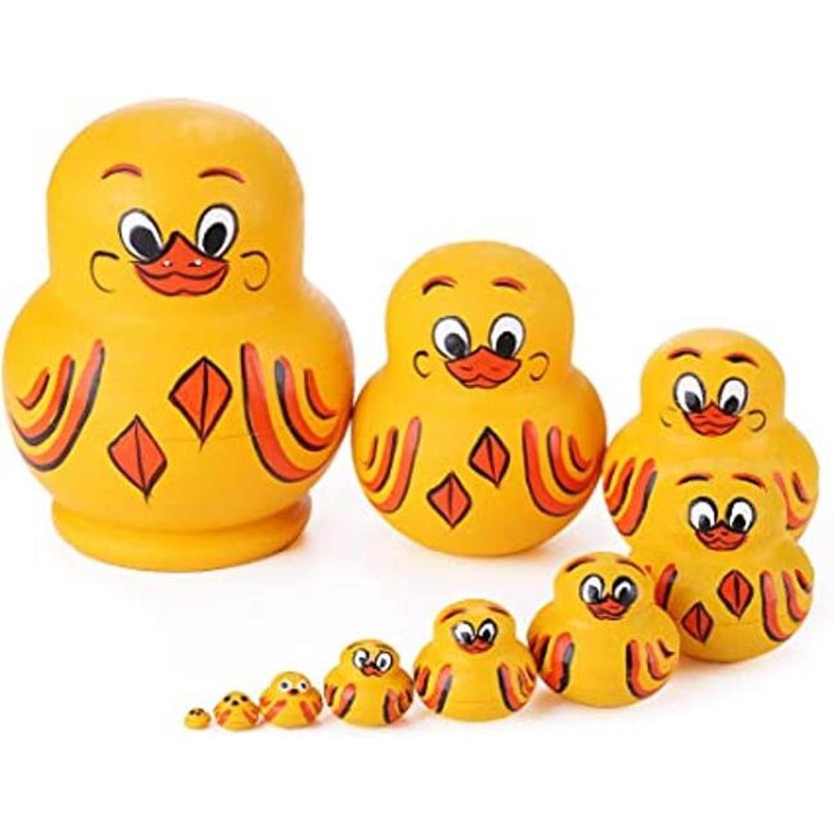 10 juguetes de madera de pato amarillo hecho a mano ruso