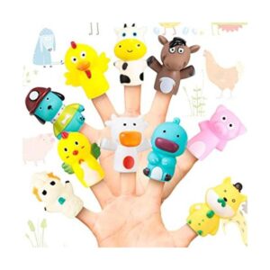 10 marionetas de dedo de baño de goma animales de_1