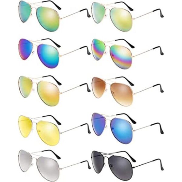 10 piezas clásico espejo lente plana gafas de sol espejo_1