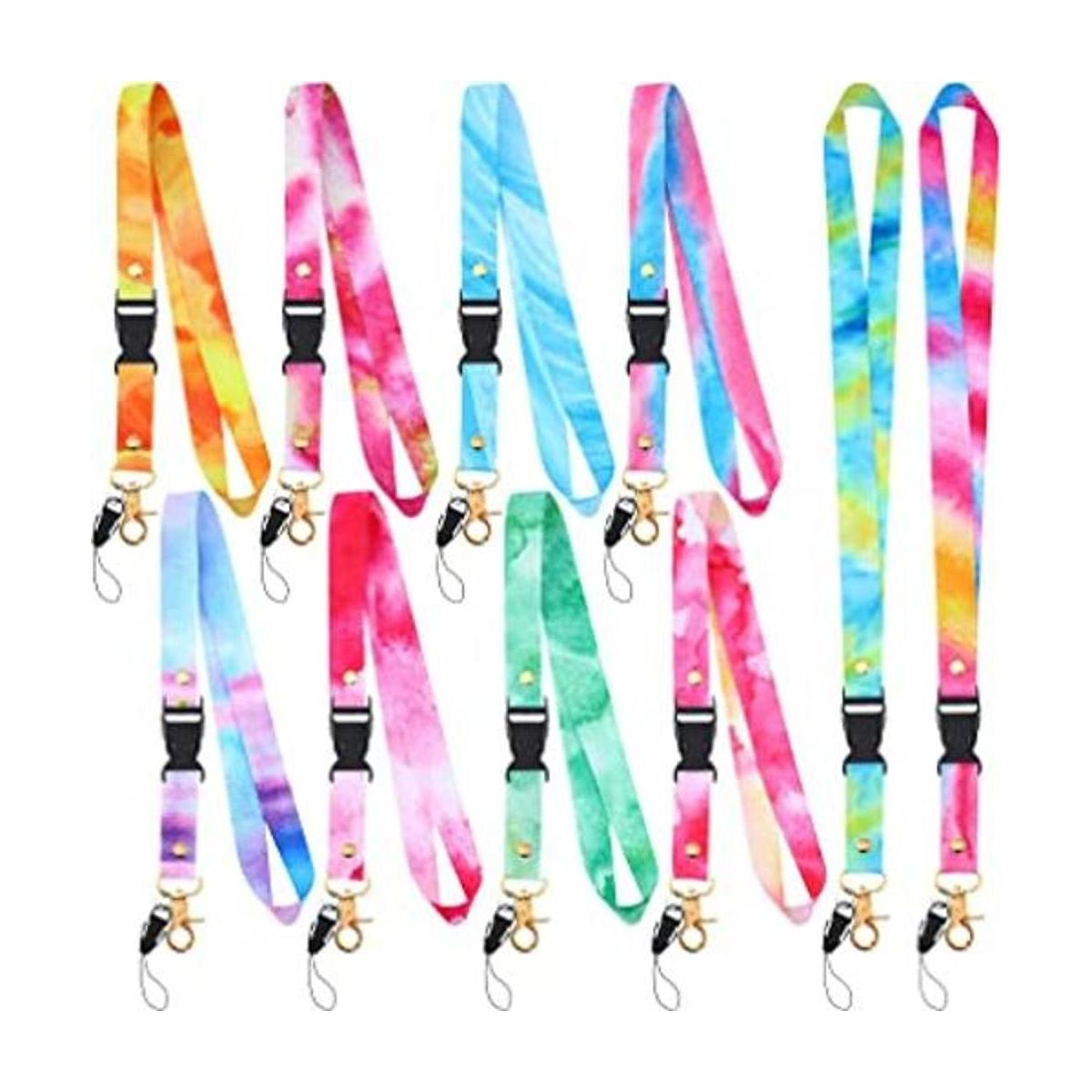 10 piezas Tie Dye cuello cordón para llavero identificador