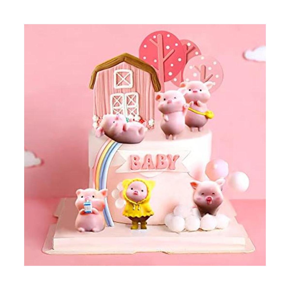 10 piezas de decoración de pastel de cerdo rosa para