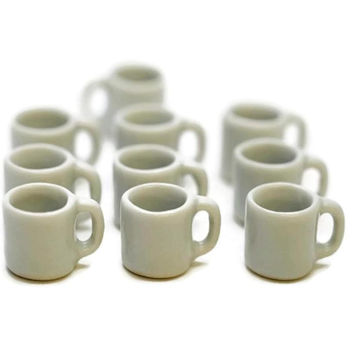 10 tazas de café pequeñas de cerámica blanca taza de té