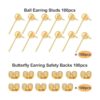 100 aretes de bola con 100 aretes de mariposa aretes