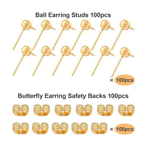 100 aretes de bola con 100 aretes de mariposa aretes