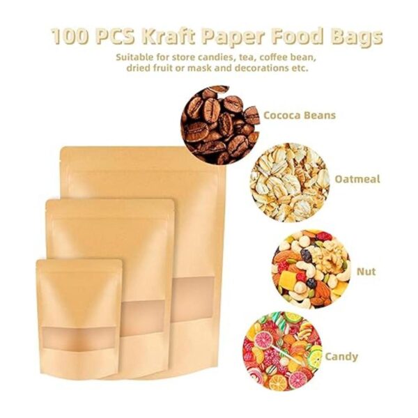 100 bolsas de papel kraft de pie bolsas de almacenamiento_6