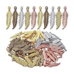 100 colgantes de plumas de aleación tibetana para colgar_1