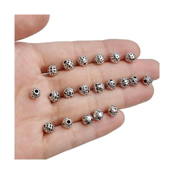 100 cuentas espaciadoras redondas tibetanas de plata