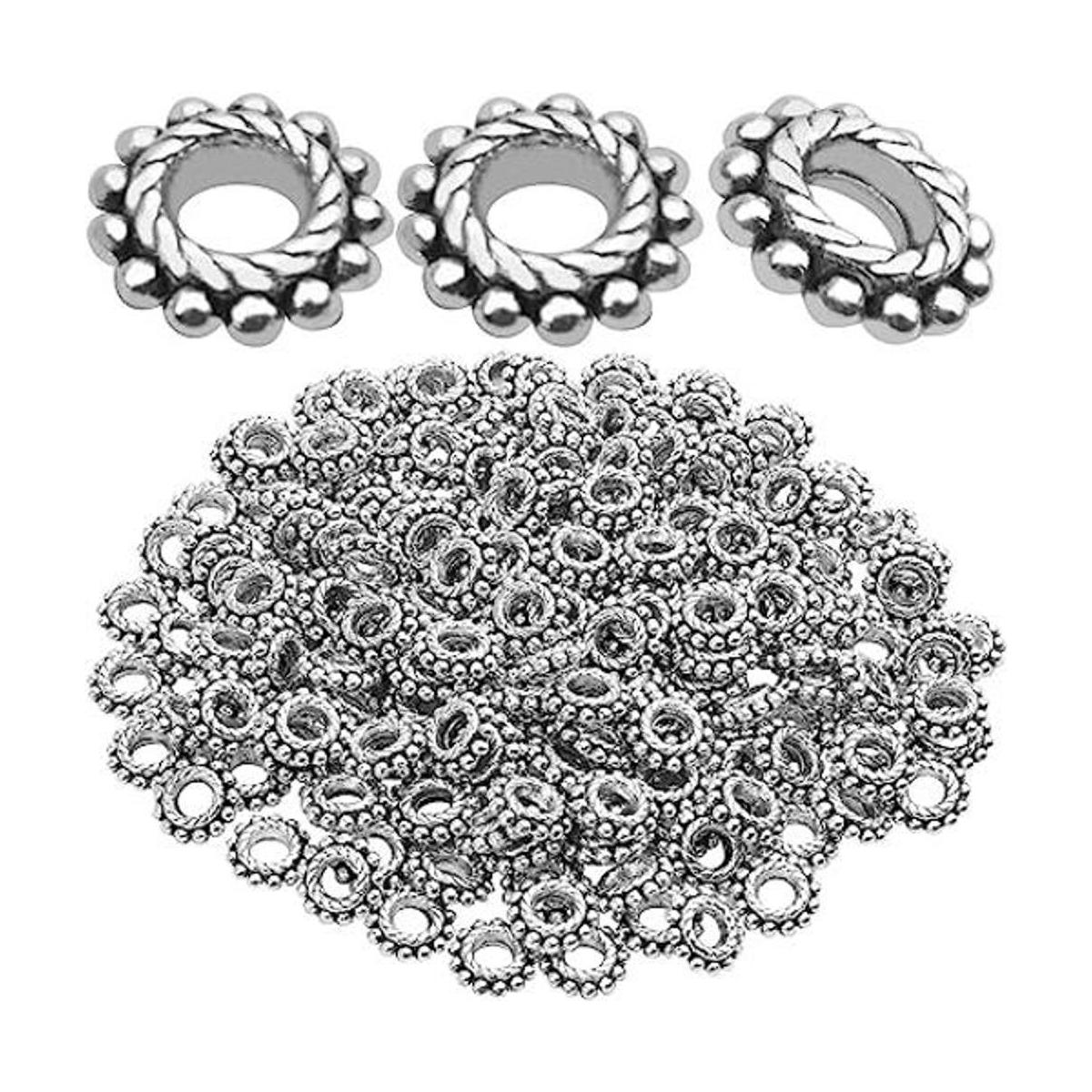 100 cuentas espaciadoras de plata antigua de 0.315 in