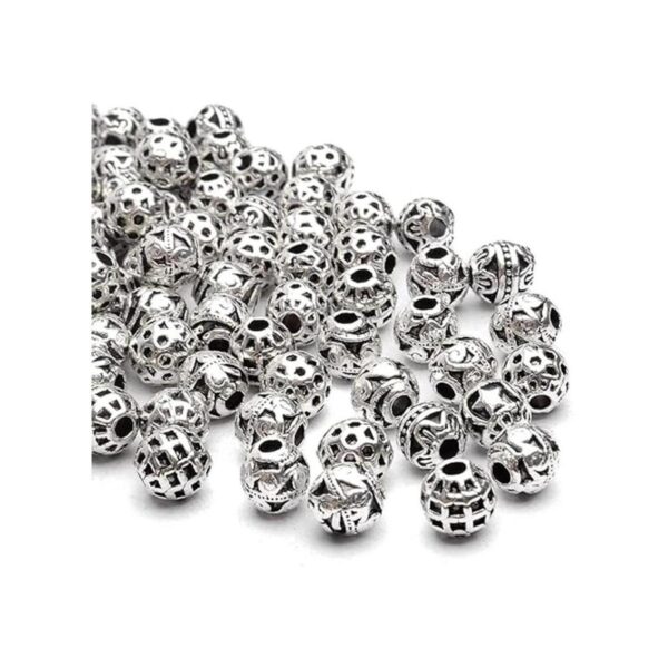 100 cuentas espaciadoras redondas tibetanas de plata