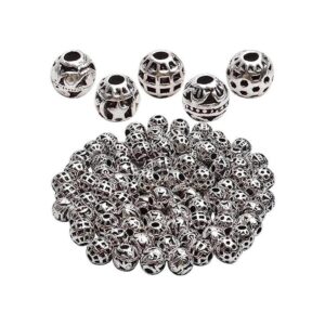100 cuentas espaciadoras redondas tibetanas de plata