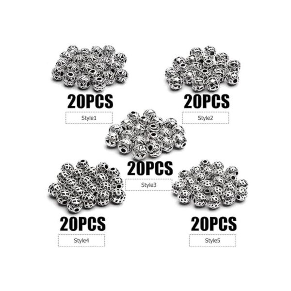 100 cuentas espaciadoras redondas tibetanas de plata