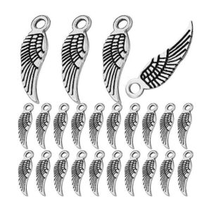 100 dijes de alas de ángel de plata antigua colgantes de