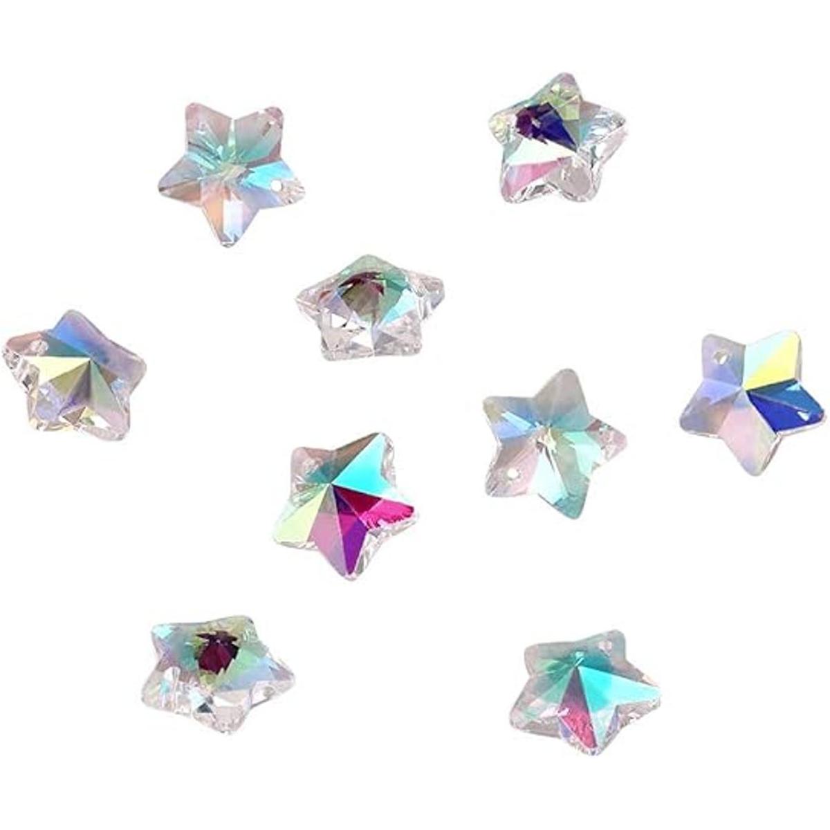 100 dijes de estrella facetada de cristal de color AB de