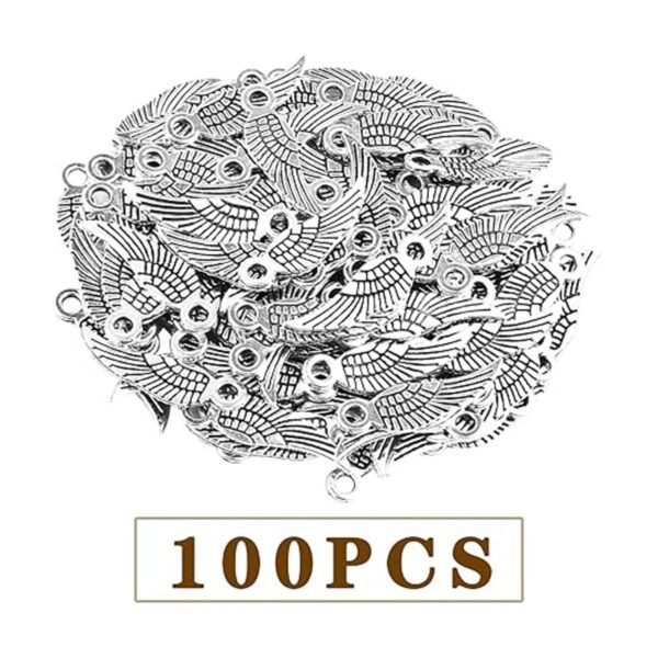 100 dijes de alas de ángel de plata antigua colgantes de