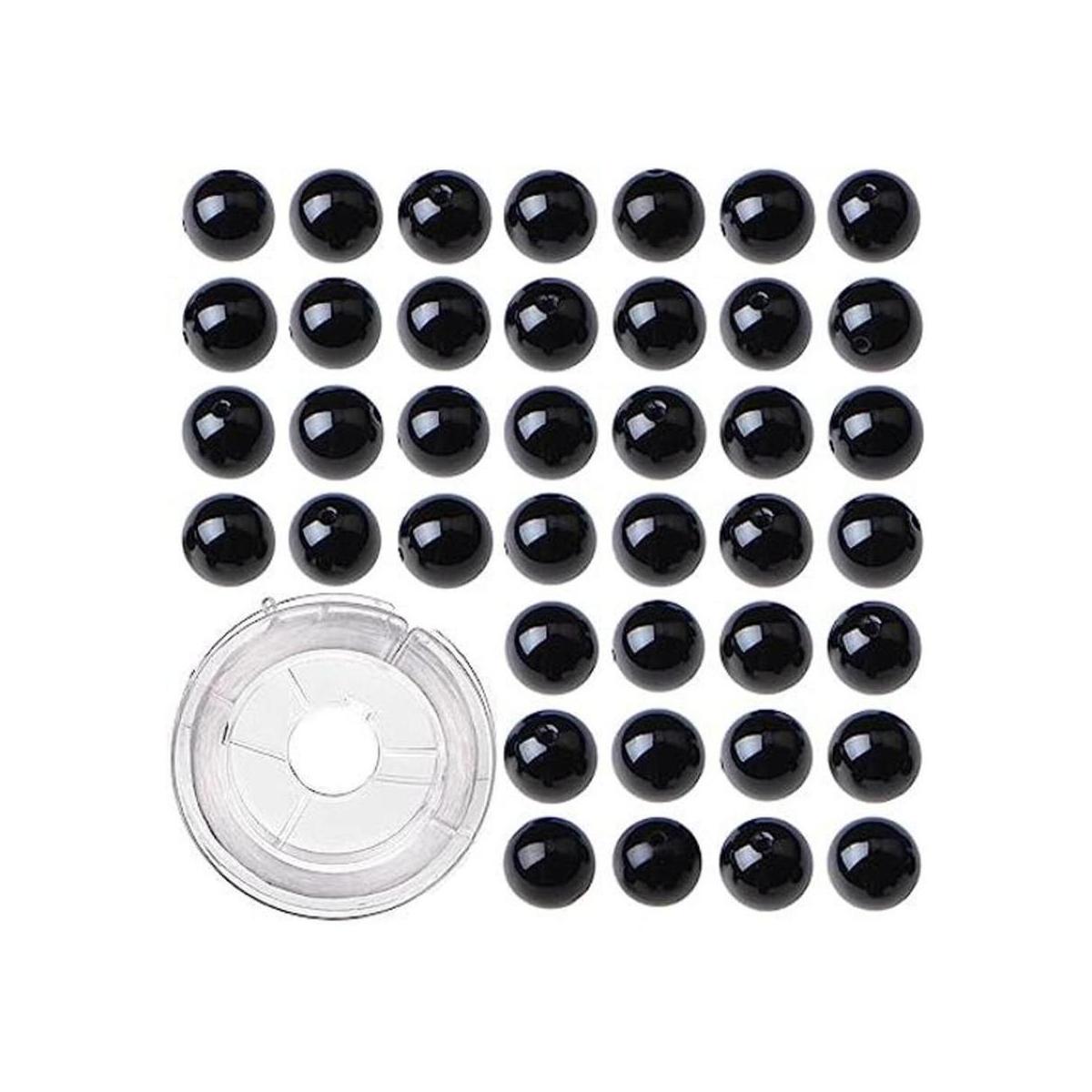 100 cuentas redondas sueltas de ónix negro natural de 0.73