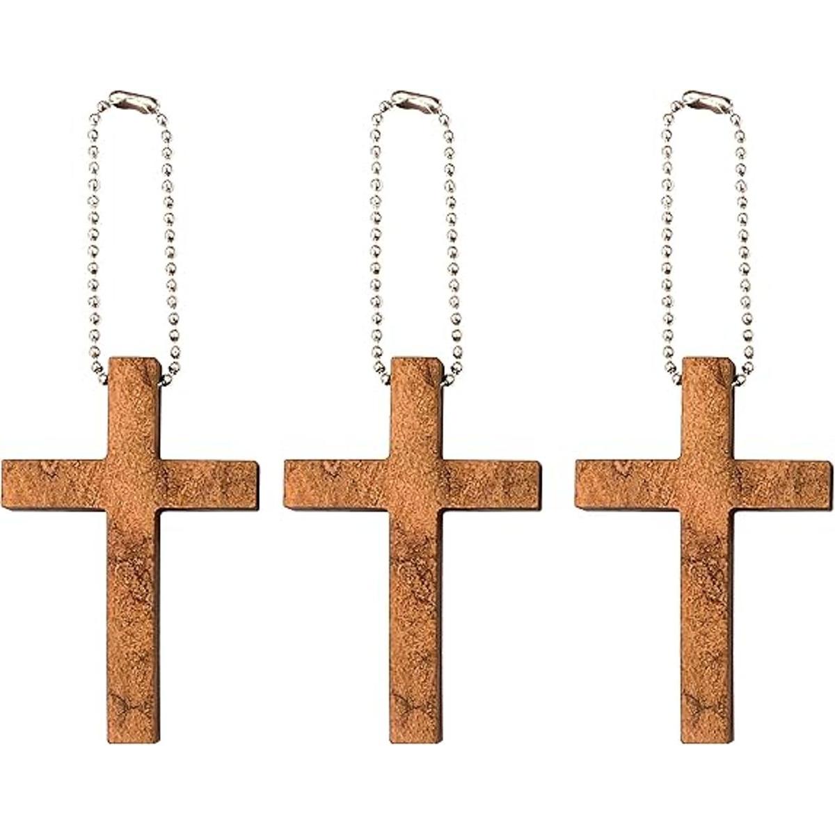 100 dijes de cruz de madera natural mini colgantes de