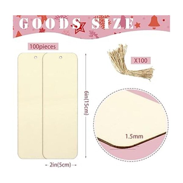 100 etiquetas de regalo de madera en blanco de 6 x 2