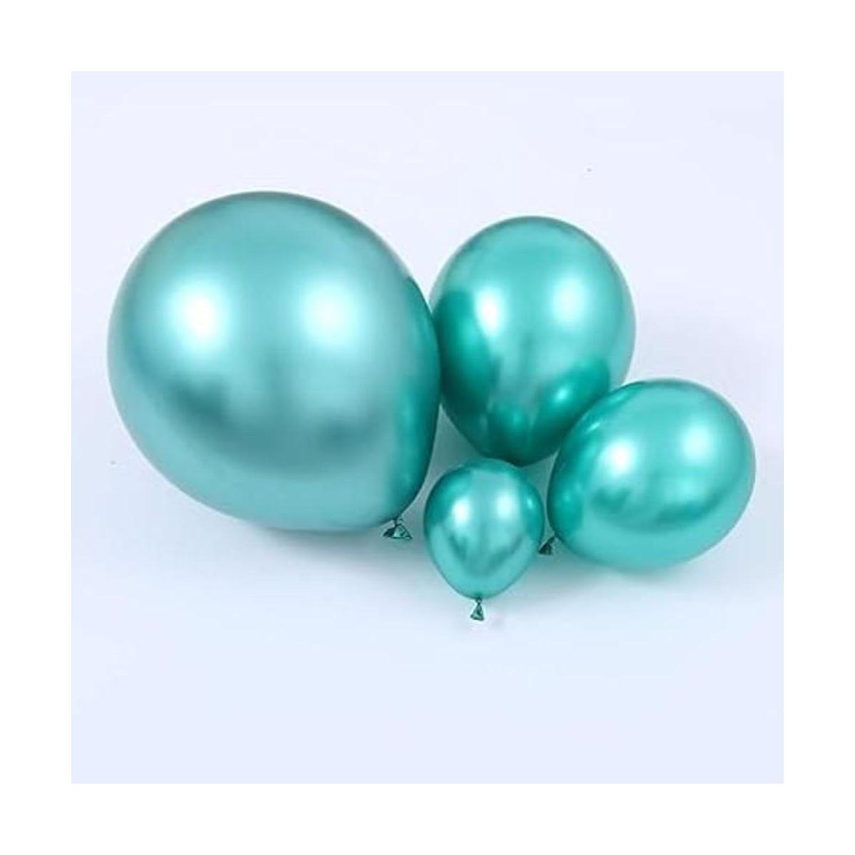 100 globos de látex verdes metálicos de varios tamaños