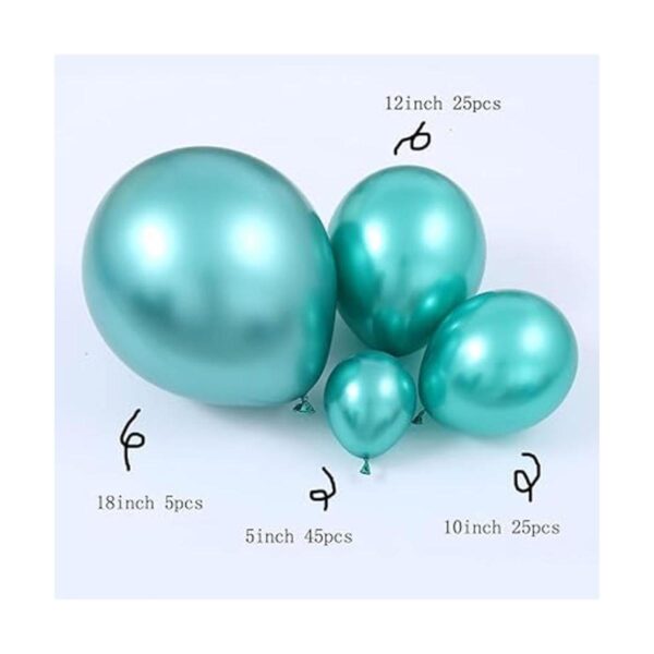 100 globos de látex verdes metálicos de varios tamaños_2
