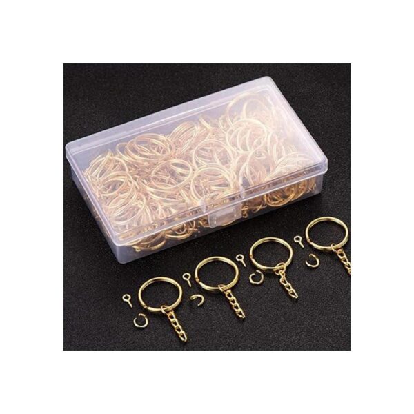 100 llaveros de oro de 1 pulgada0.984 in con 100 anillos