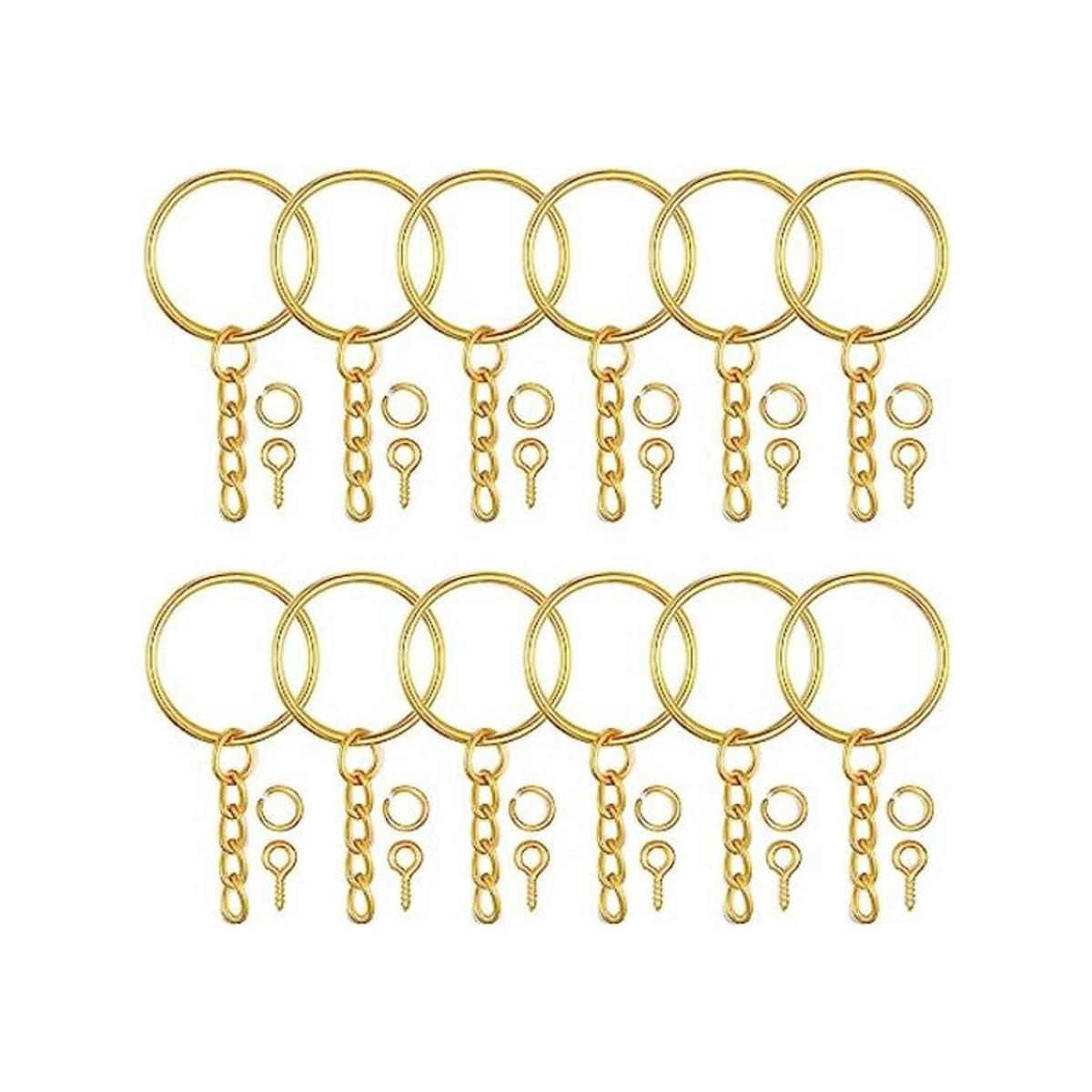 100 llaveros de oro de 1 pulgada0.984 in con 100 anillos