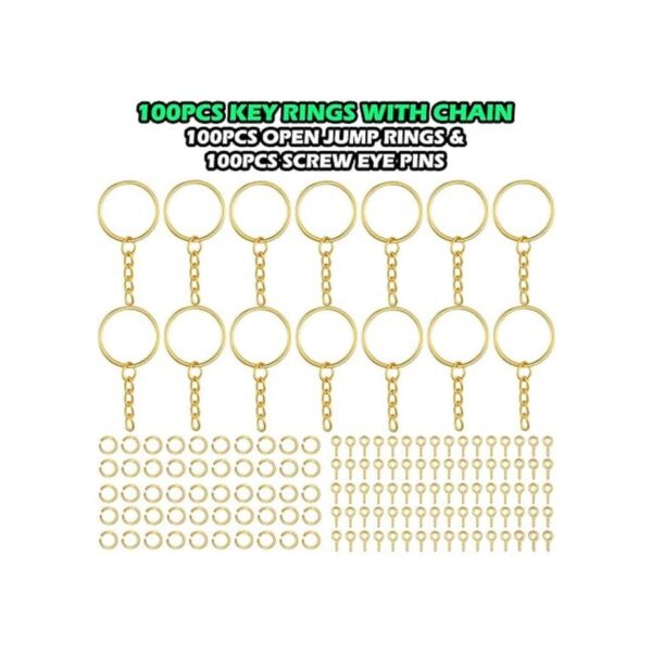 100 llaveros de oro de 1 pulgada0.984 in con 100 anillos