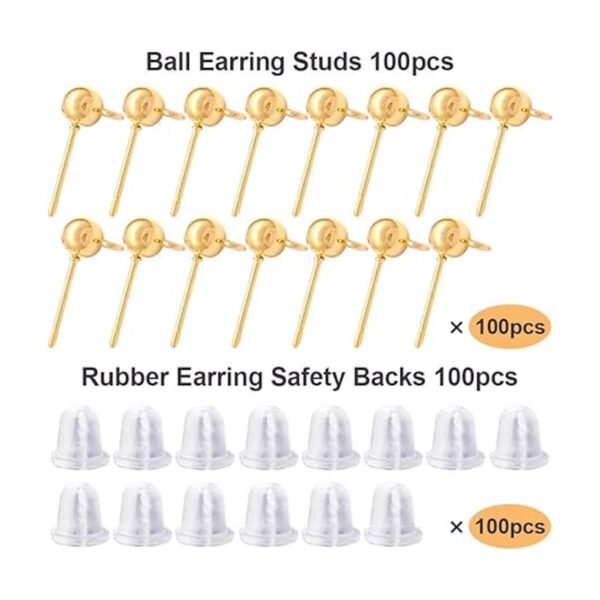 100 pendientes de bola con 100 pendientes de goma con