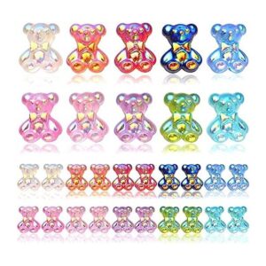 100 piezas de mini cuentas de resina con diseño de oso de