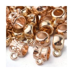 100 piezas de oro plateado Bail Tube Spacer Beads Conector_4