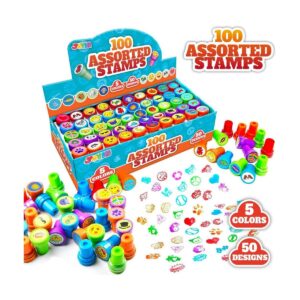 100 piezas de sellos para niños sellos de autotinta con_1