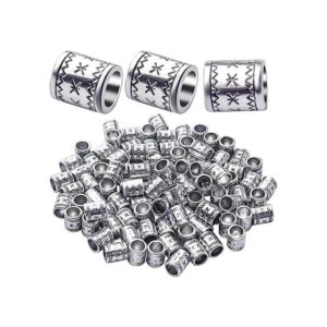 100 unidades de cuentas espaciadoras de plata antigua con