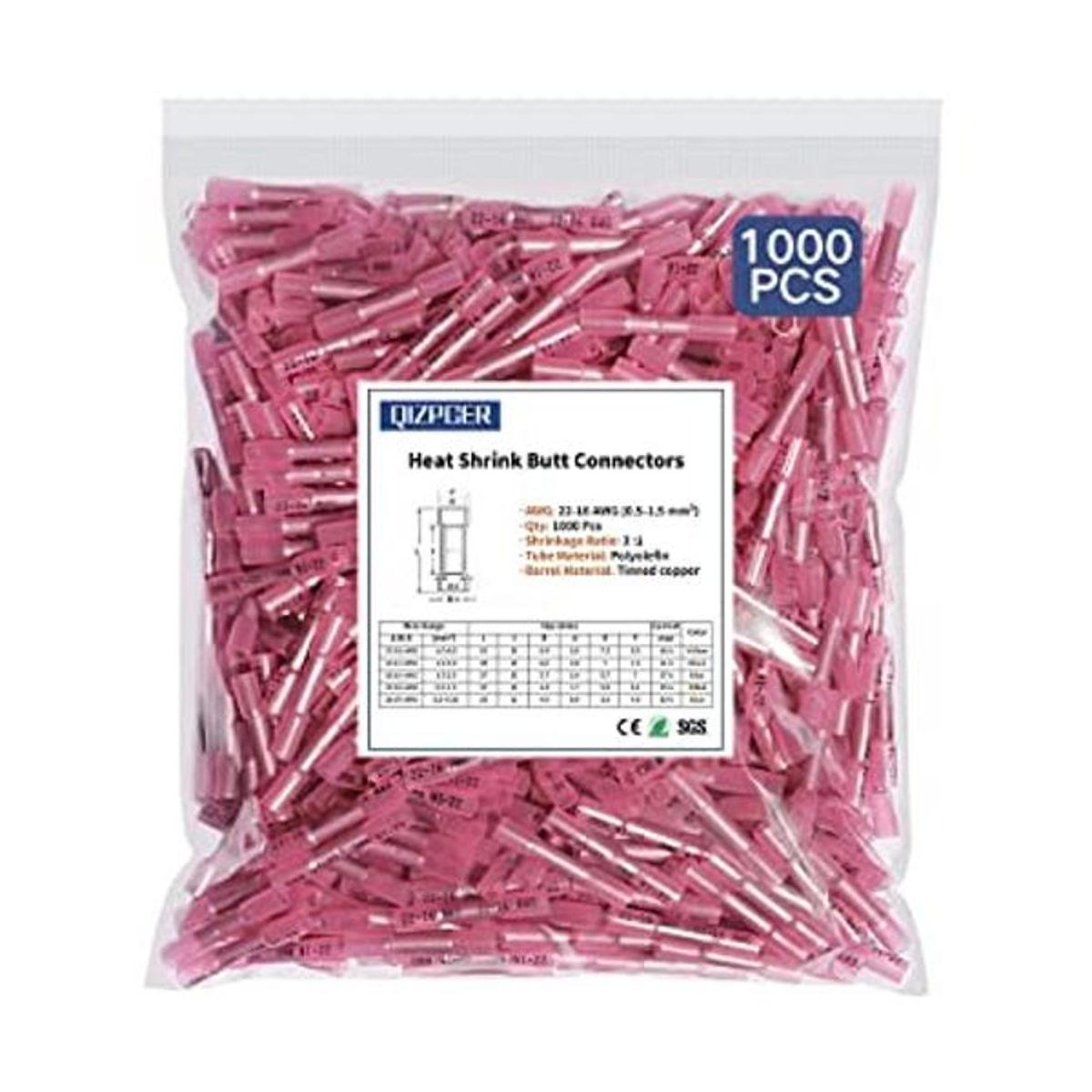 1000 conectores rojos termorretráctiles conectores de