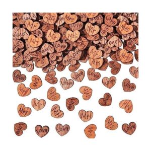 1000 piezas rústicas de madera de confeti de corazón de