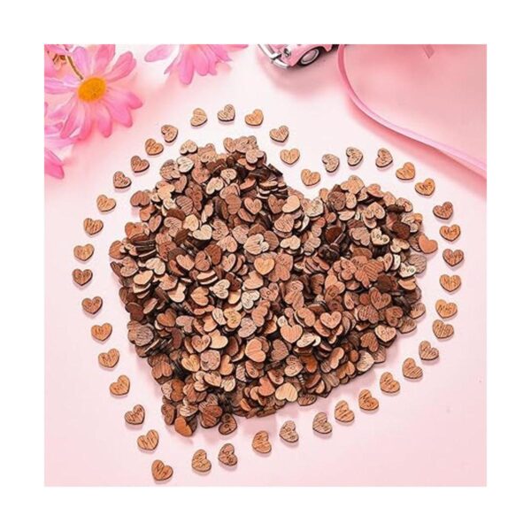 1000 piezas rústicas de madera de confeti de corazón de