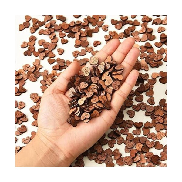 1000 piezas rústicas de madera de confeti de corazón de