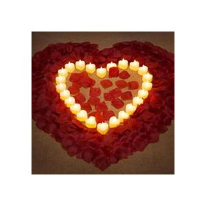 1000 pétalos de rosa artificiales con 24 velas LED