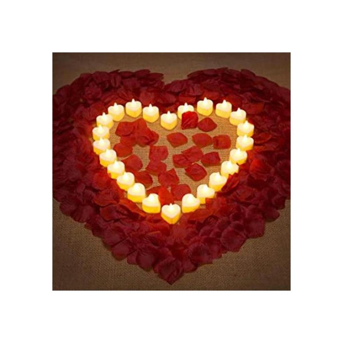 1000 pétalos de rosa artificiales con 24 velas LED