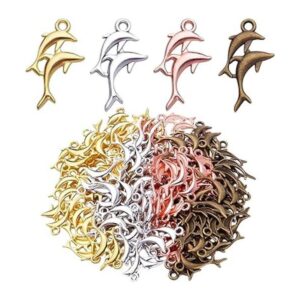 100pcs 4 colores delfín encantos colgantes peces encanto