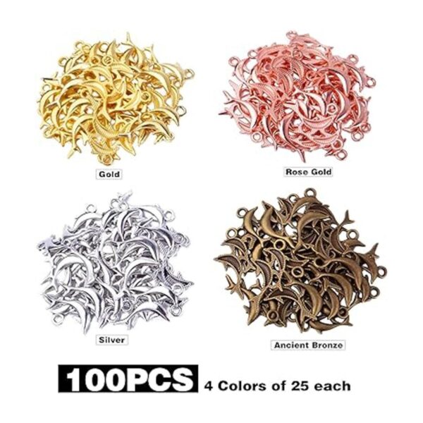 100pcs 4 colores delfín encantos colgantes peces encanto