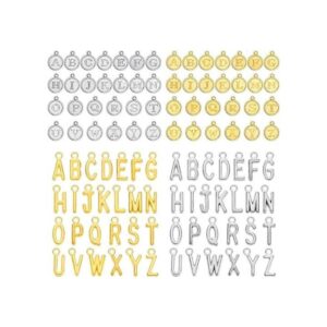 104 piezas 4 juegos de dijes de letras doradas del