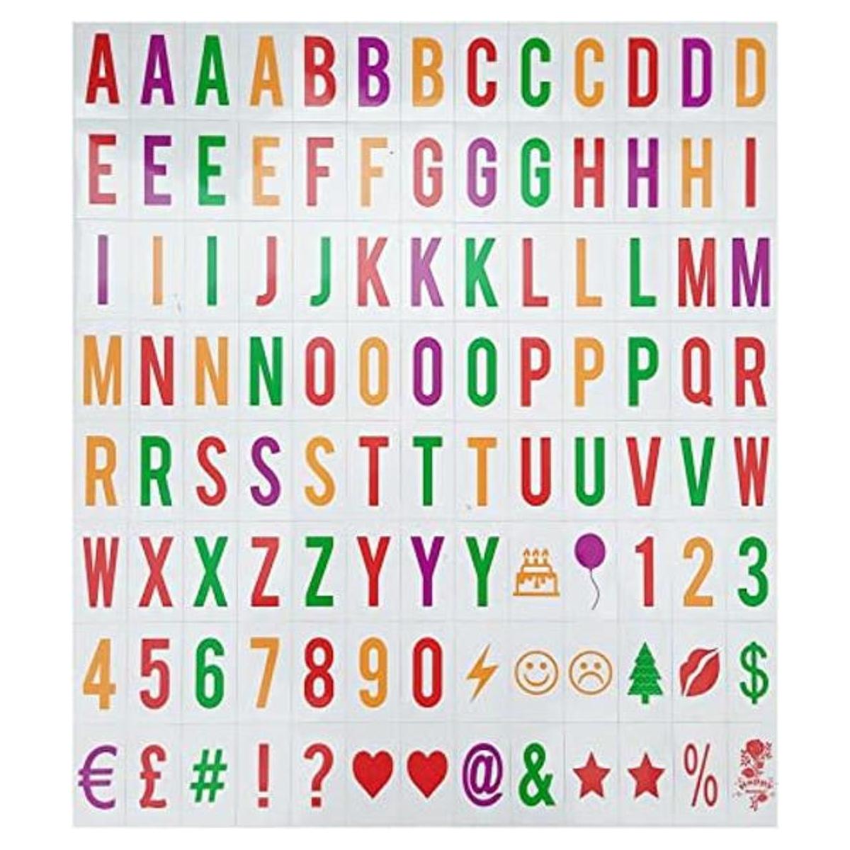 104 letras extra coloridas símbolos de número compatibles