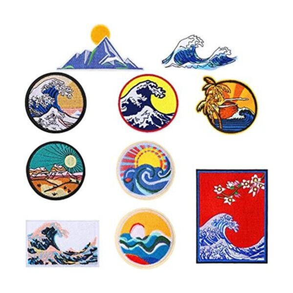 11 Pieces Wave Off Kanagawa Patch Embroidered Applique