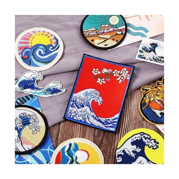 11 Pieces Wave Off Kanagawa Patch Embroidered Applique