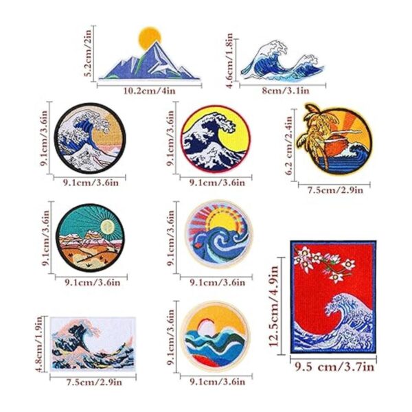 11 Pieces Wave Off Kanagawa Patch Embroidered Applique