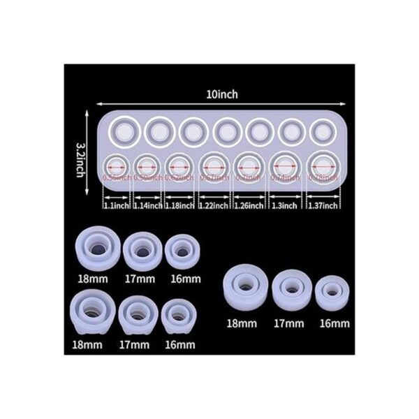 11 piezas de moldes de resina para anillos de silicona